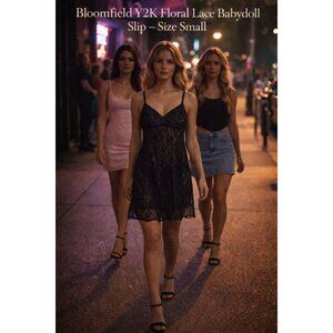 Bloomfield Y2K Style Babydoll Floral Lace Slip Dress Sz Small Witchy Valloween